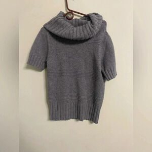 American Eagle Sweater Large L Gray Short Sleeve Pullover Cowl Neck